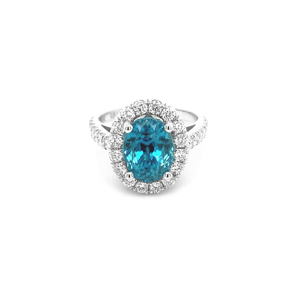Blue Zircon White Gold Ring R008