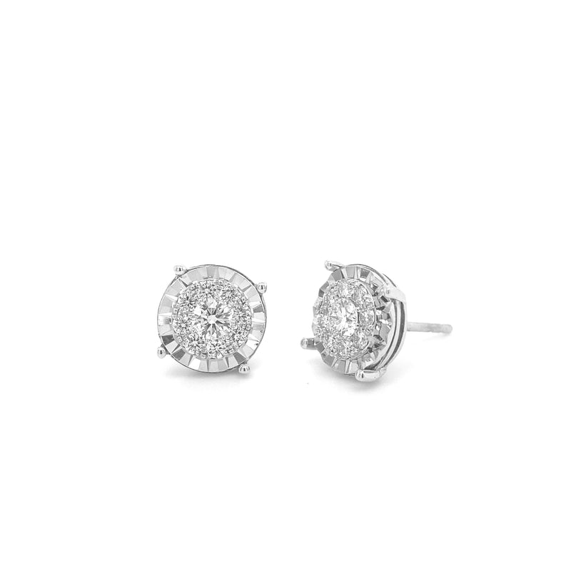 Circular Stud White Gold Diamond Earrings E004