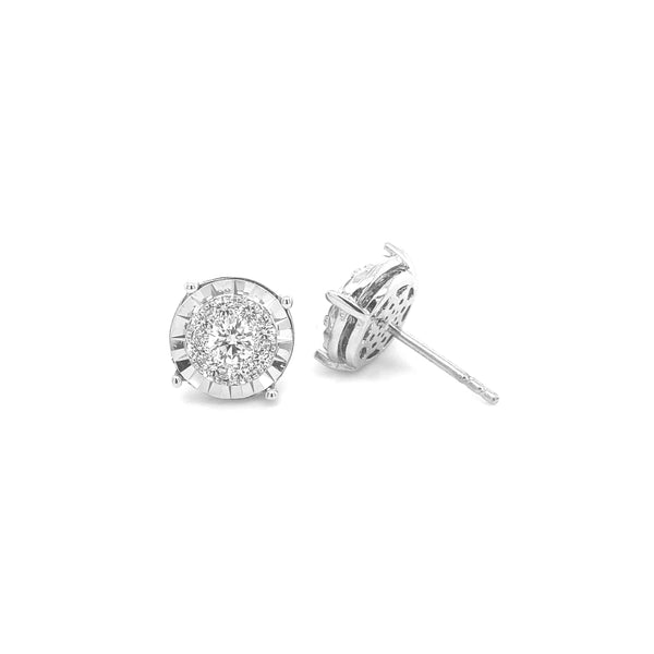 Circular Stud White Gold Diamond Earrings E004