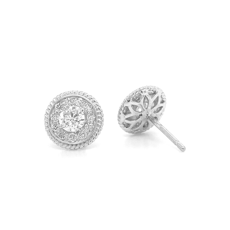 Deco Round Diamond Stud Earring E003