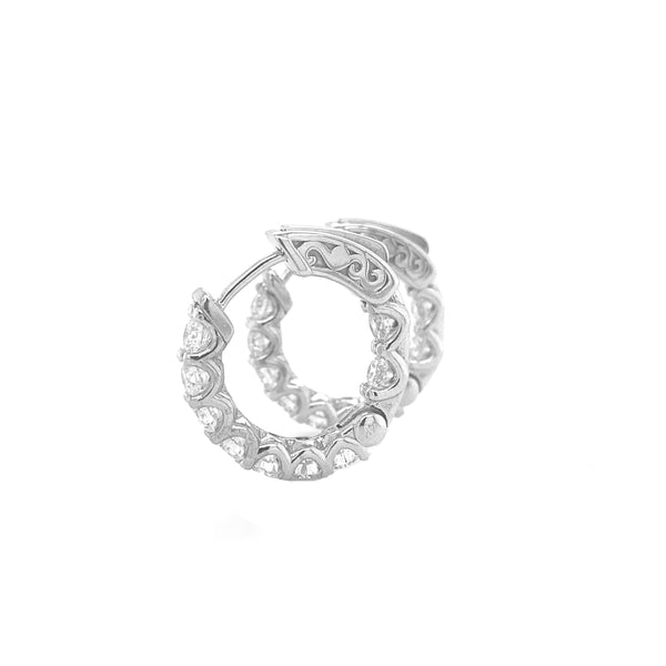 Small Diamond Hoop Earrings White Gold E001N