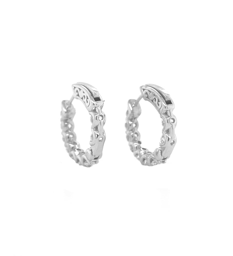 Small Diamond Hoop Earrings White Gold E001N