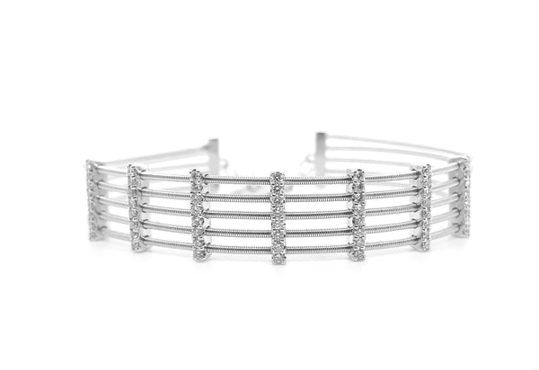 Stacked Diamond Bracelet White Gold B008N