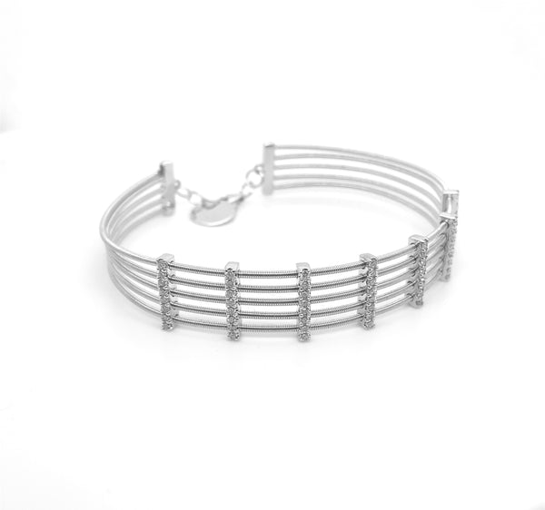 Stacked Diamond Bracelet White Gold B008N