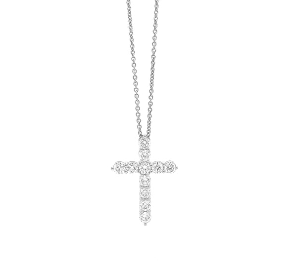 Diamond Cross Pendant White Gold P030W