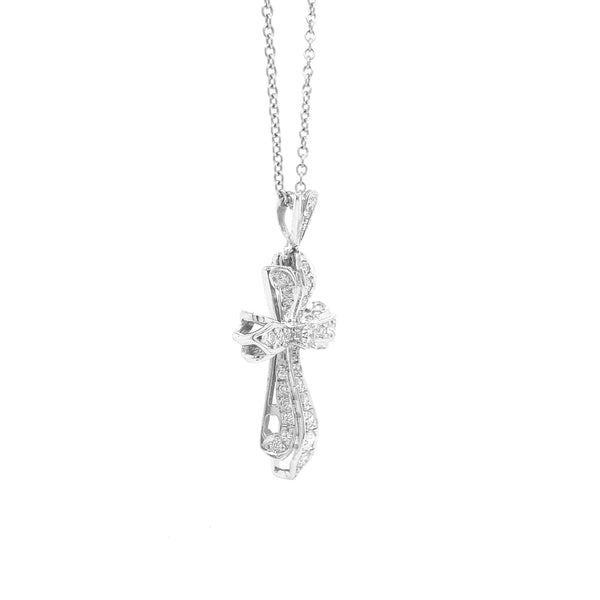 Diamond Cross Pendant White Gold P025