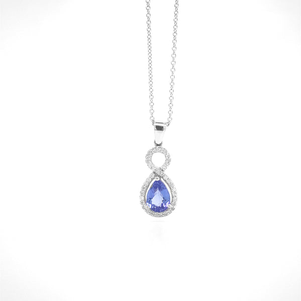 Pear Shaped Tanzanite Pendant White Gold P023N