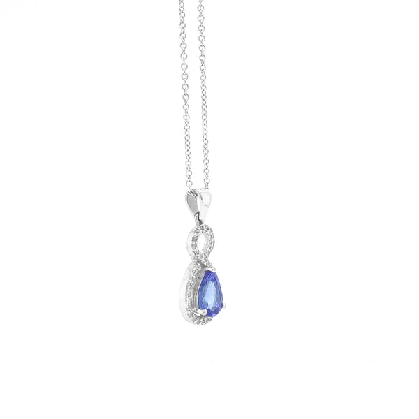 Pear Shaped Tanzanite Pendant White Gold P023N