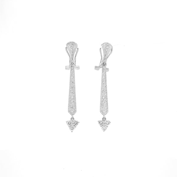 Triangle Diamond Drop Earrings White Gold E010 DROP