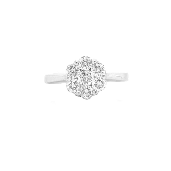 Diamond  Flower Ring White Gold R059