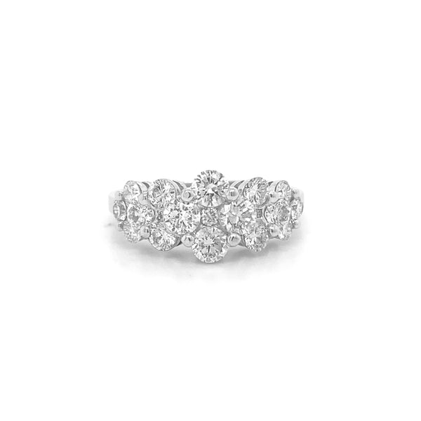 Diamond Cluster Ring White Gold R057