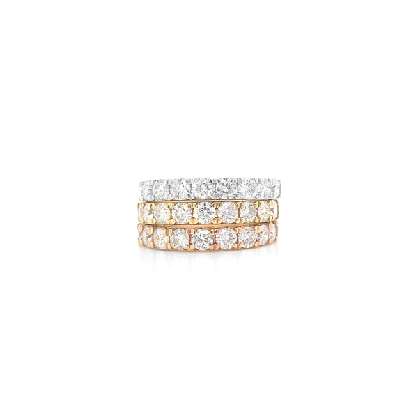 Diamond Band Ring White Rose and Yellow Gold
