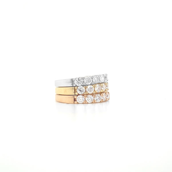 Diamond Band Ring White Rose and Yellow Gold