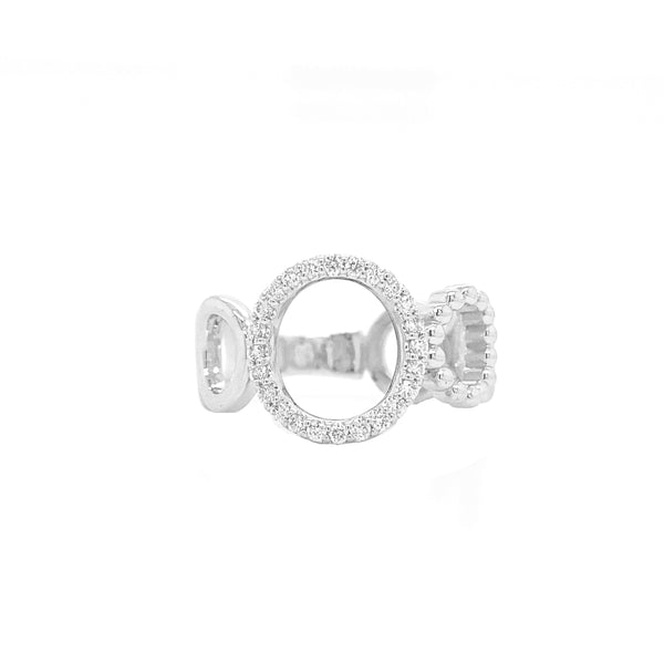 White Gold Diamond Five Circle Ring R048
