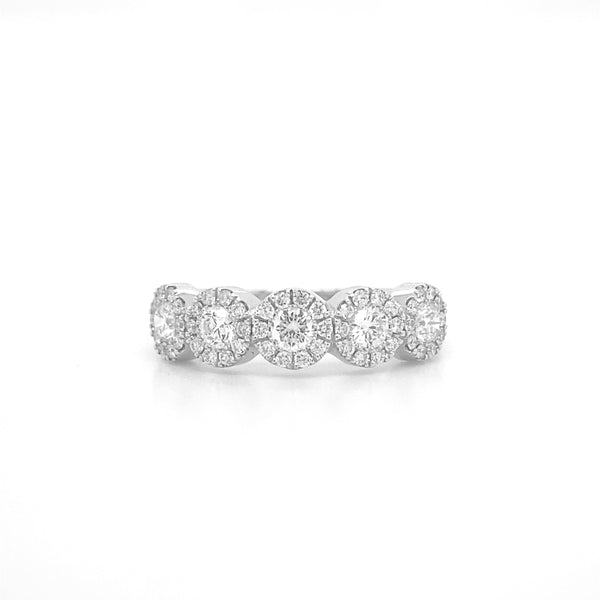 Multi Circle Diamond Ring White Gold R045N