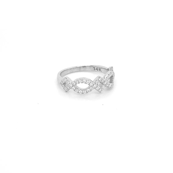 Diamond Twist Ring White Gold R049N