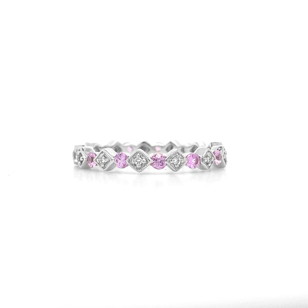 Pink Sapphire Accent Ring White Gold R070N