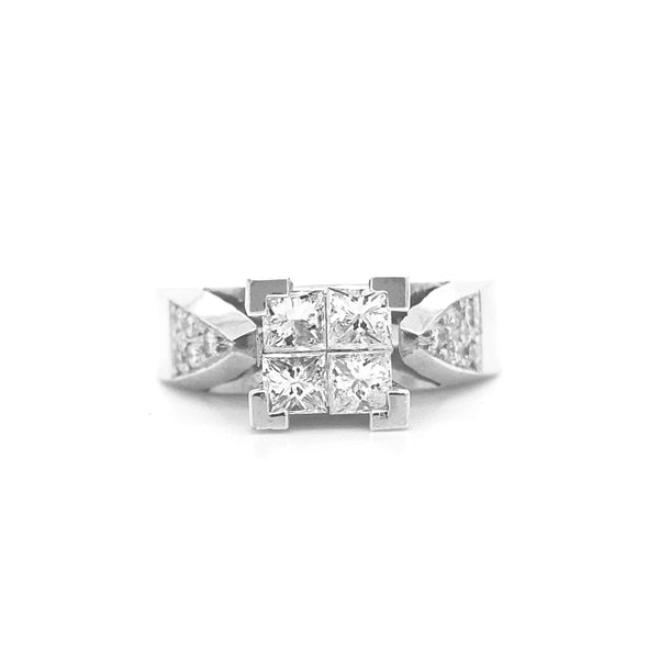 Princess Cut Diamond Ring White Gold R073N