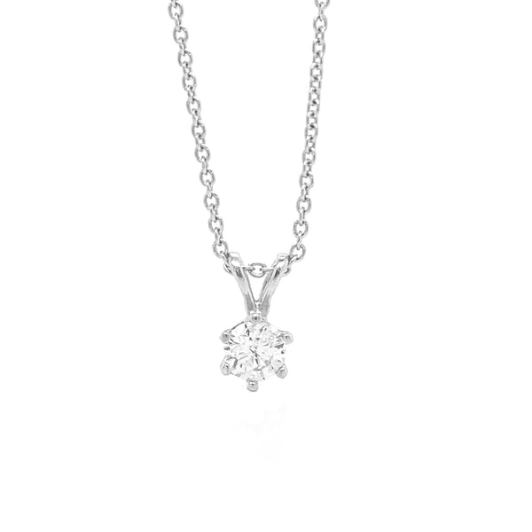 Diamond Solitaire Pendant White Gold P032N