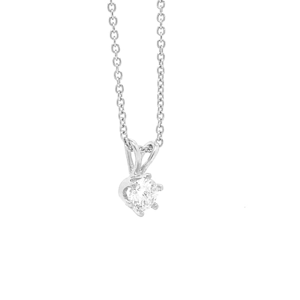 Diamond Solitaire Pendant White Gold P032N