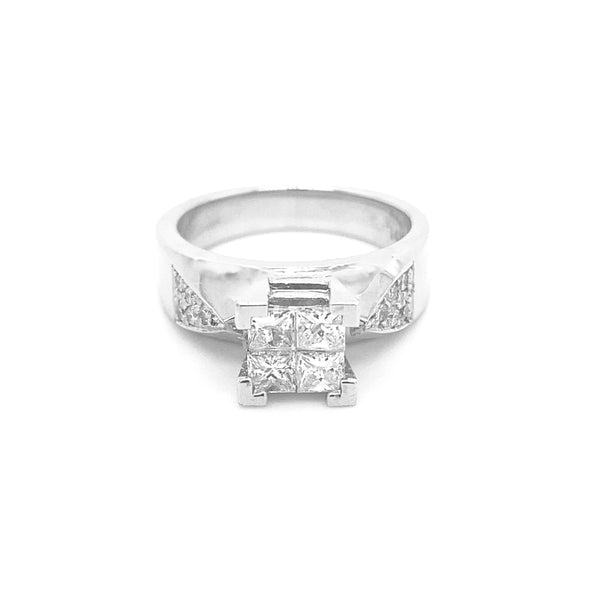 Princess Cut Diamond Ring White Gold R073N