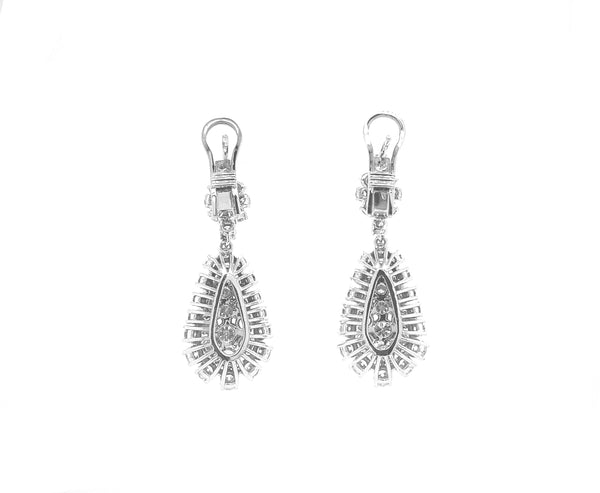 Pear Shape Diamond Drop Stud Earrings White Gold E055N