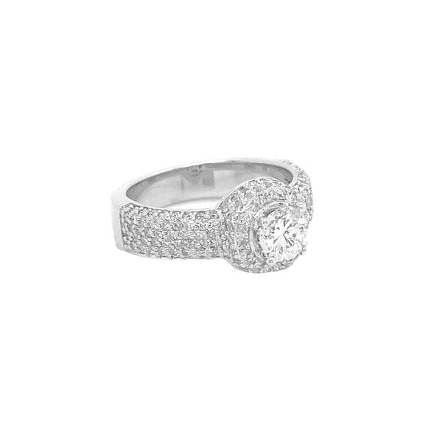 Halo Solitaire Ring White Gold R082N