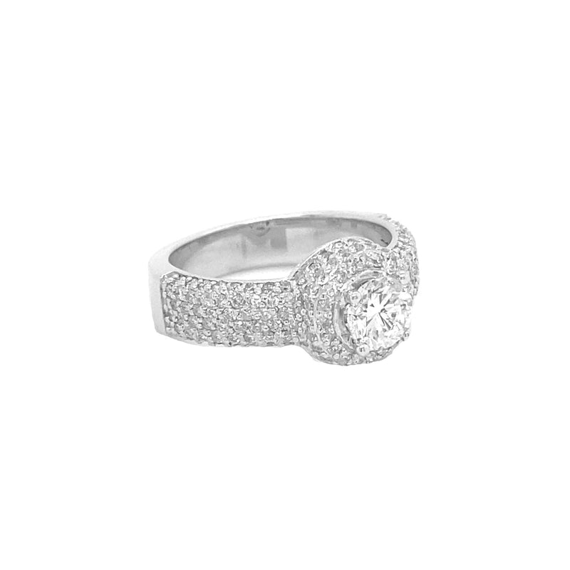 Halo Solitaire Ring White Gold R082N