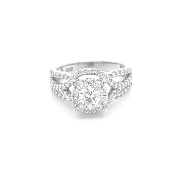 Three Row Diamond Ring White Gold R071