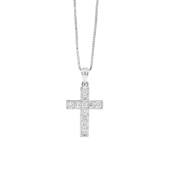 Diamond Cross Pendant White Gold P013W