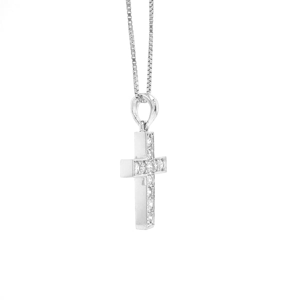 Diamond Cross Pendant White Gold P013W