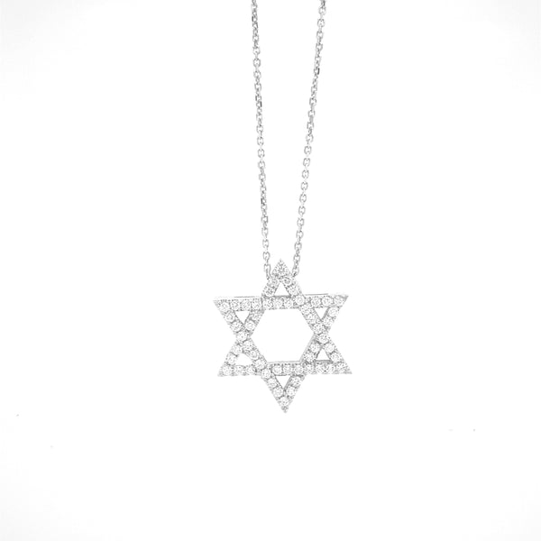 Star of David Pendant White Gold P029N