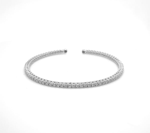 Diamond Open Flex White Gold Bangle B003N