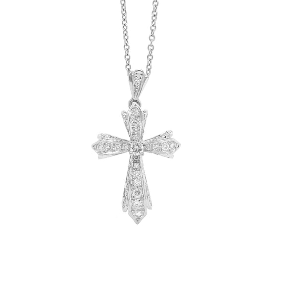 Diamond Cross Pendant White Gold P025