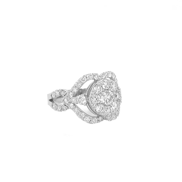 Diamond Halo Ring White Gold R034