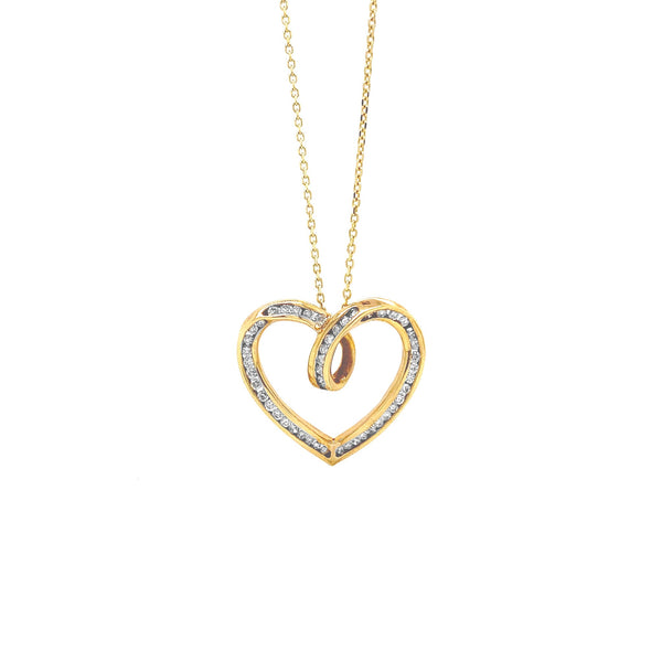 Diamond Heart Pendant Gold P033